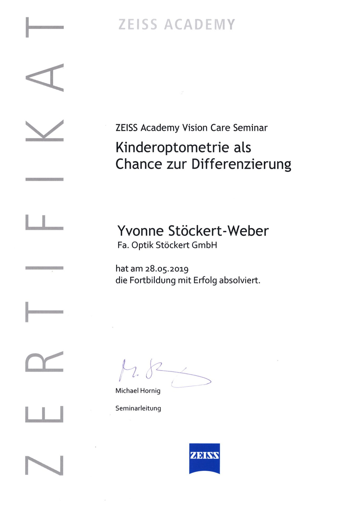 ZEISS Academy Vison Care Seminar Yvonne Stöckert-Weber