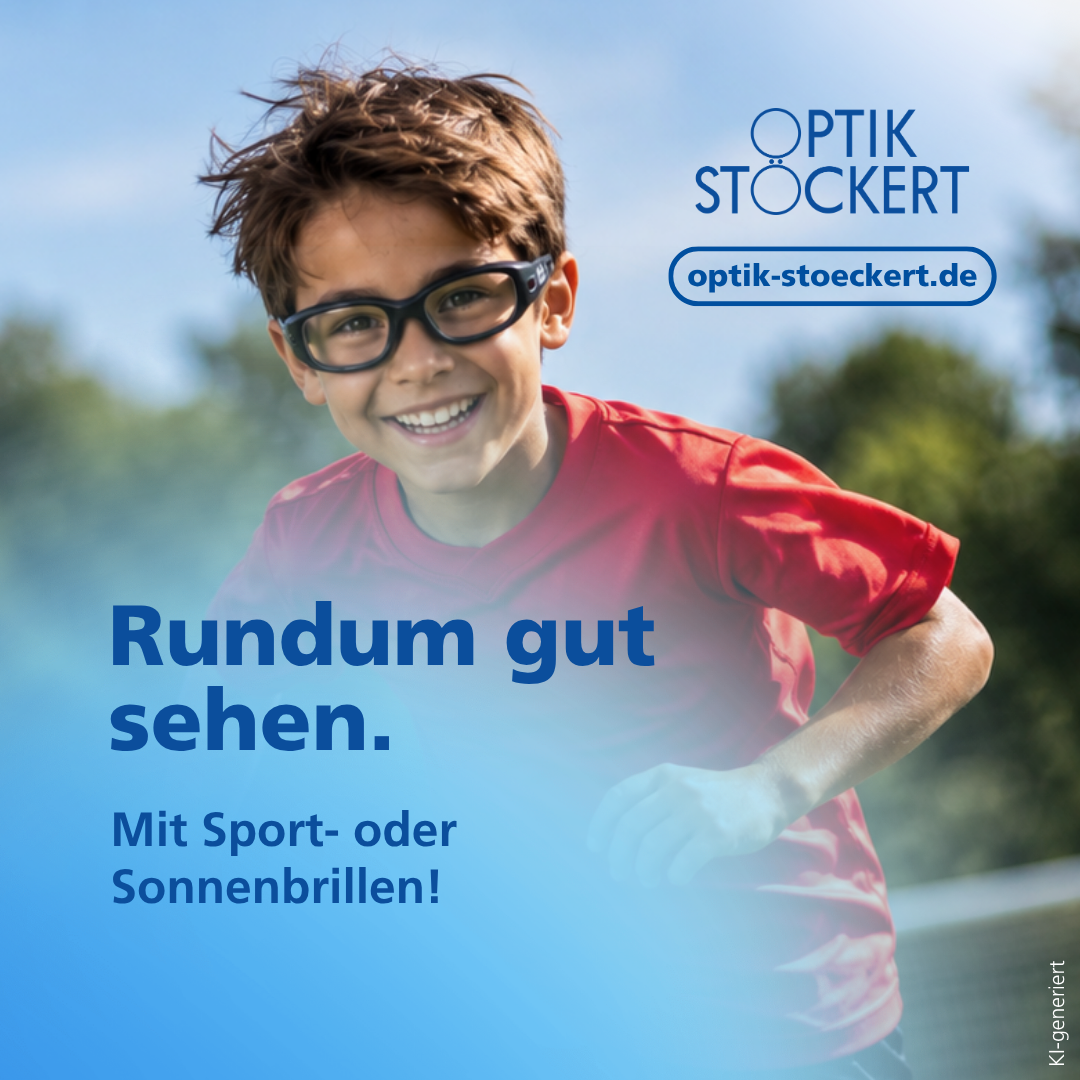 Kind mit Sportbrille beim Spielen im Freien – Symbol für sicheres Sehen und Augenschutz beim Sport.