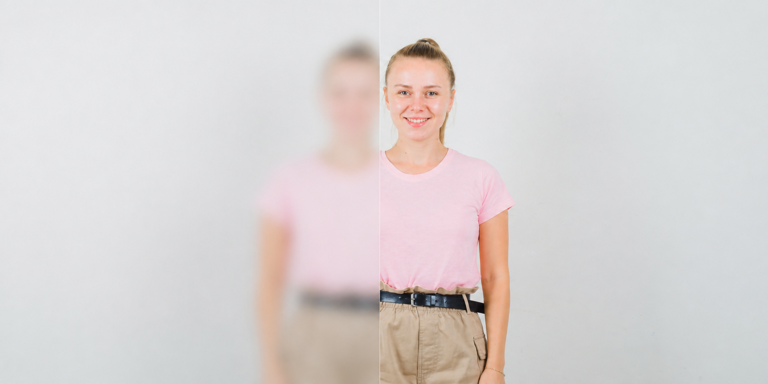 Vergleich zwischen verschwommener und klarer Sicht als mögliches Symptom trockener Augen